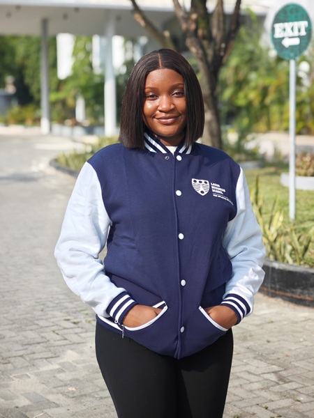.Dark Blue Varsity Jacket.